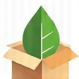 Colis avec feuille verte