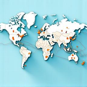 Carte du monde avec itinéraires de transport